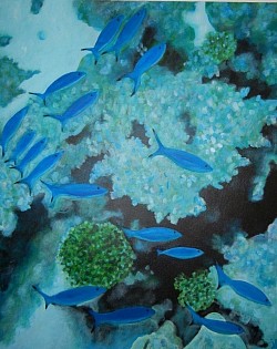 Lagon de Mayotte. Acrylique sur toile.