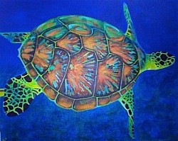 Tortue à Mayotte.Acrylique sur toile.
