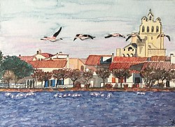 Saintes Maries de la mer. Sur papier aquarelle.