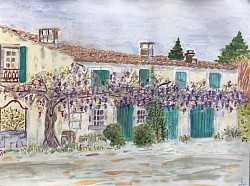 Alpilles.Mas à la glycine.Fait avec les pigments de Roussillon.