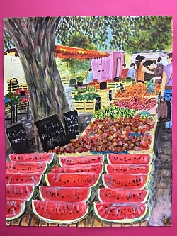 Marché d'Arles. Acrylique sur papier.