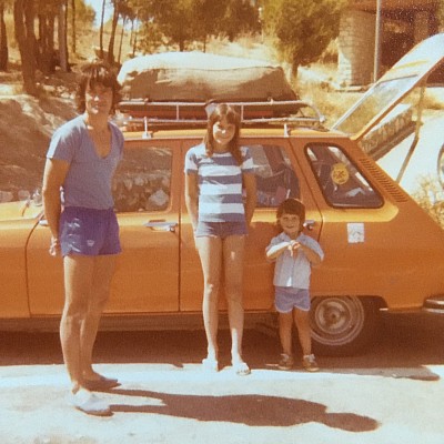 Sur la route pour Ibiza avec papa et Laurence - 1980